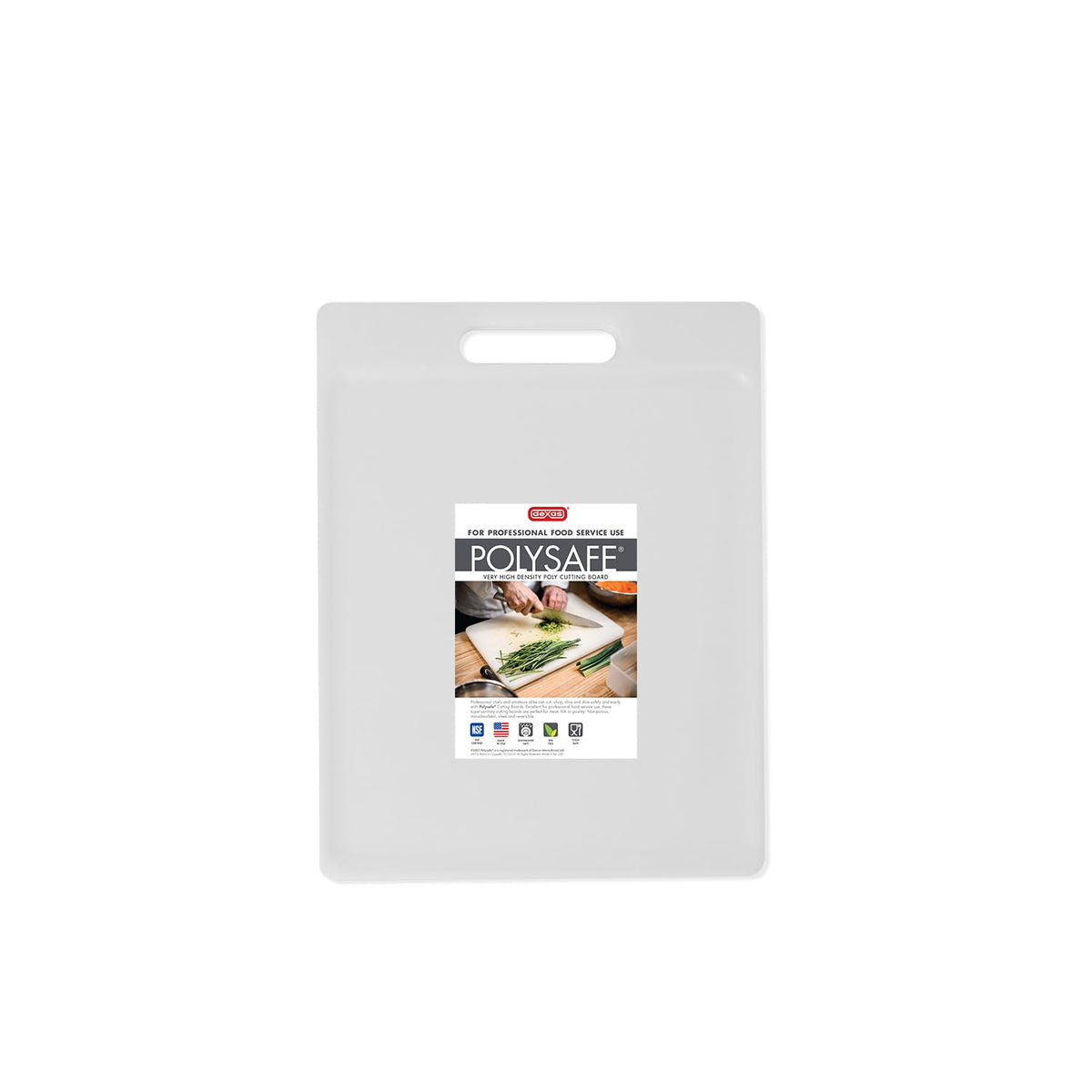 Dexas NSF Polysafe Cutting Board with Handle, 8.5 by 11 inches, White