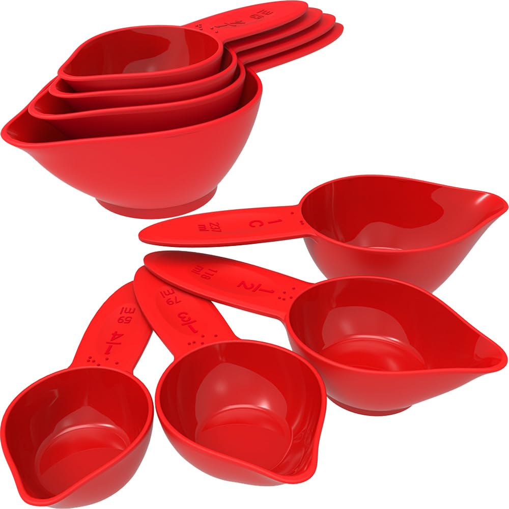 Braille Measuring Spoon & Cup Set - 4-Piece Nesting Spoons