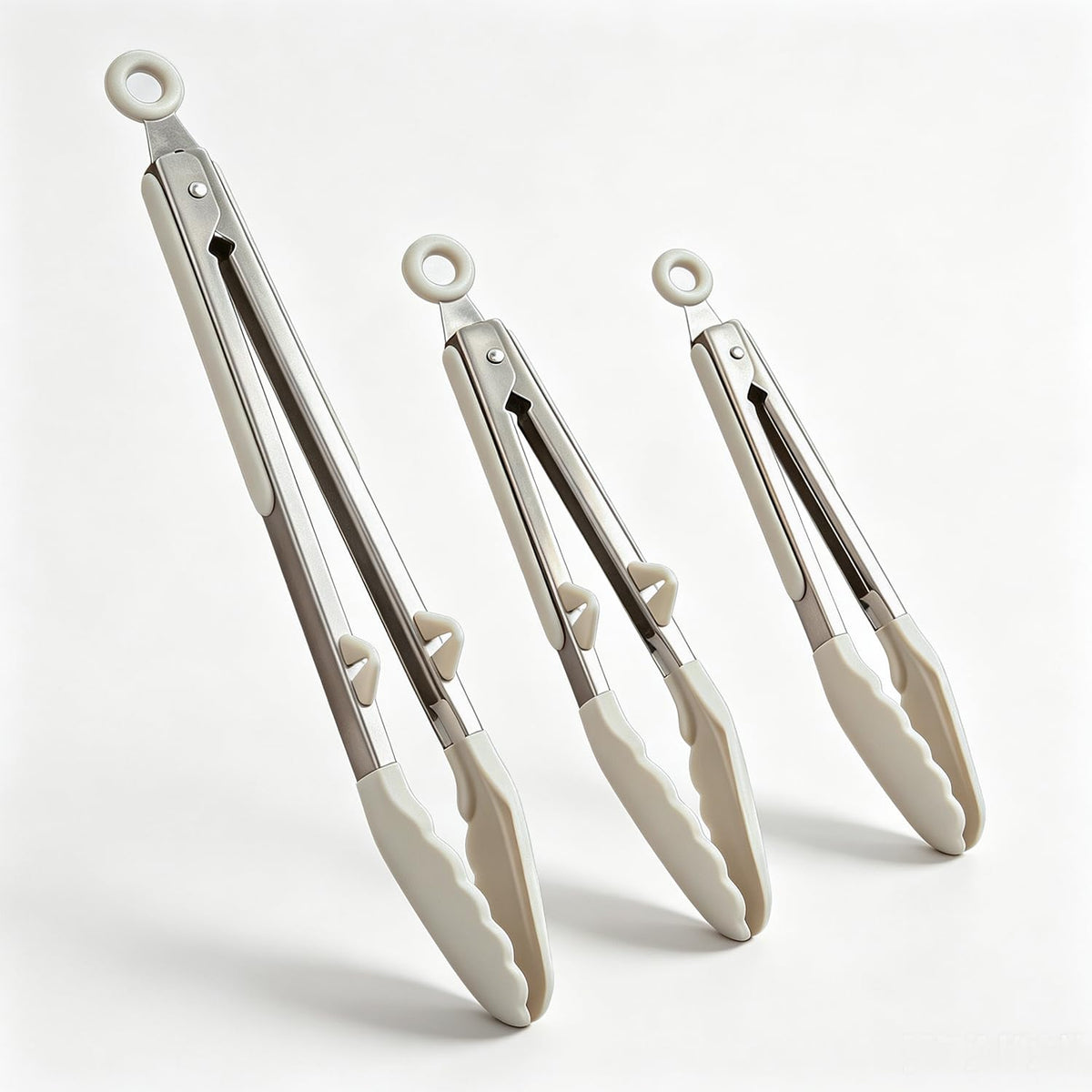 Kitchen Tongs for Cooking with Silicone Tips, 3 Size Mini Tong Peacock Blue