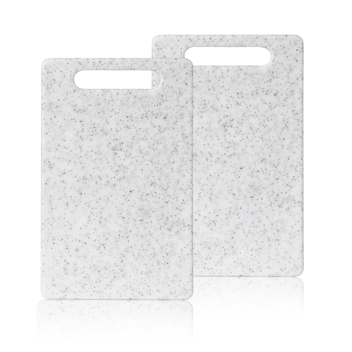2 Pcs mini plastic cutting boards for the kitchen, in granite color, are suitable for food preparation, fruit and vegetable cutting.They feature an easy-to-hold design (6" x 10",White+Black)