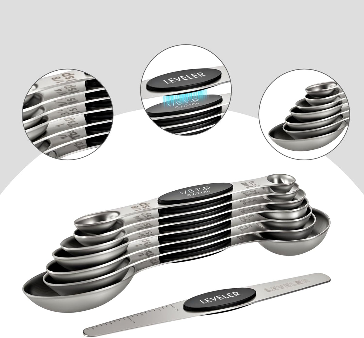 XSNBRD Magnetic Measuring Cups and Spoons Set, 13-Piece
