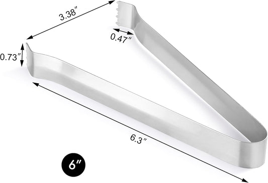 New Star Foodservice Restaurant-Grade Pom Tong, Stainless Steel, 6.5 Inch, Set of 6, Silver