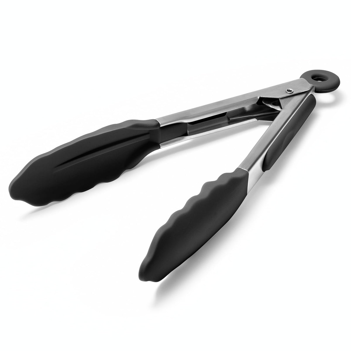 Doosu Kitchen Tongs with Silicone Tips for Cooking Serving (3Pcs, Black)