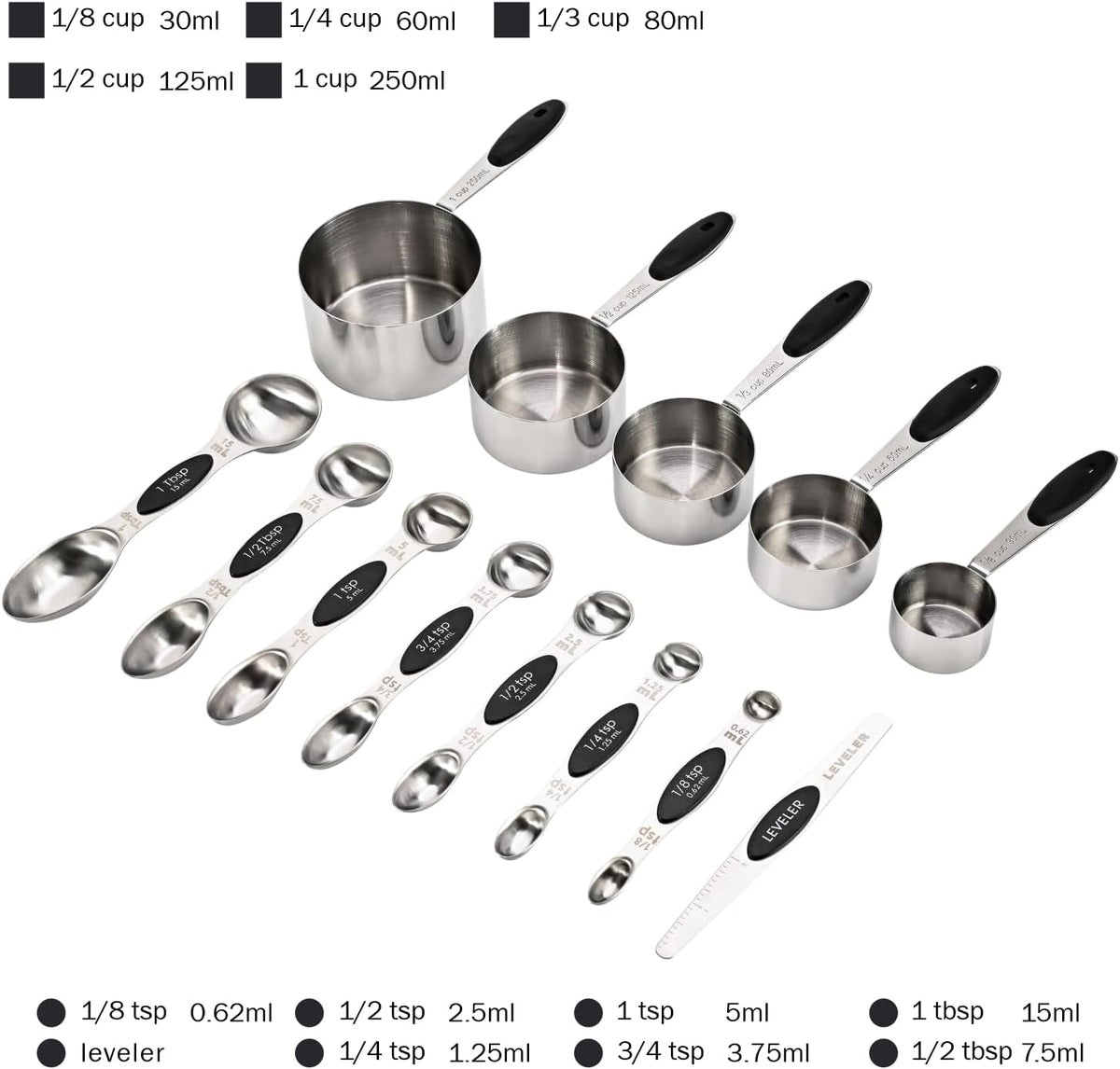 XSNBRD Magnetic Measuring Cups and Spoons Set, 13-Piece
