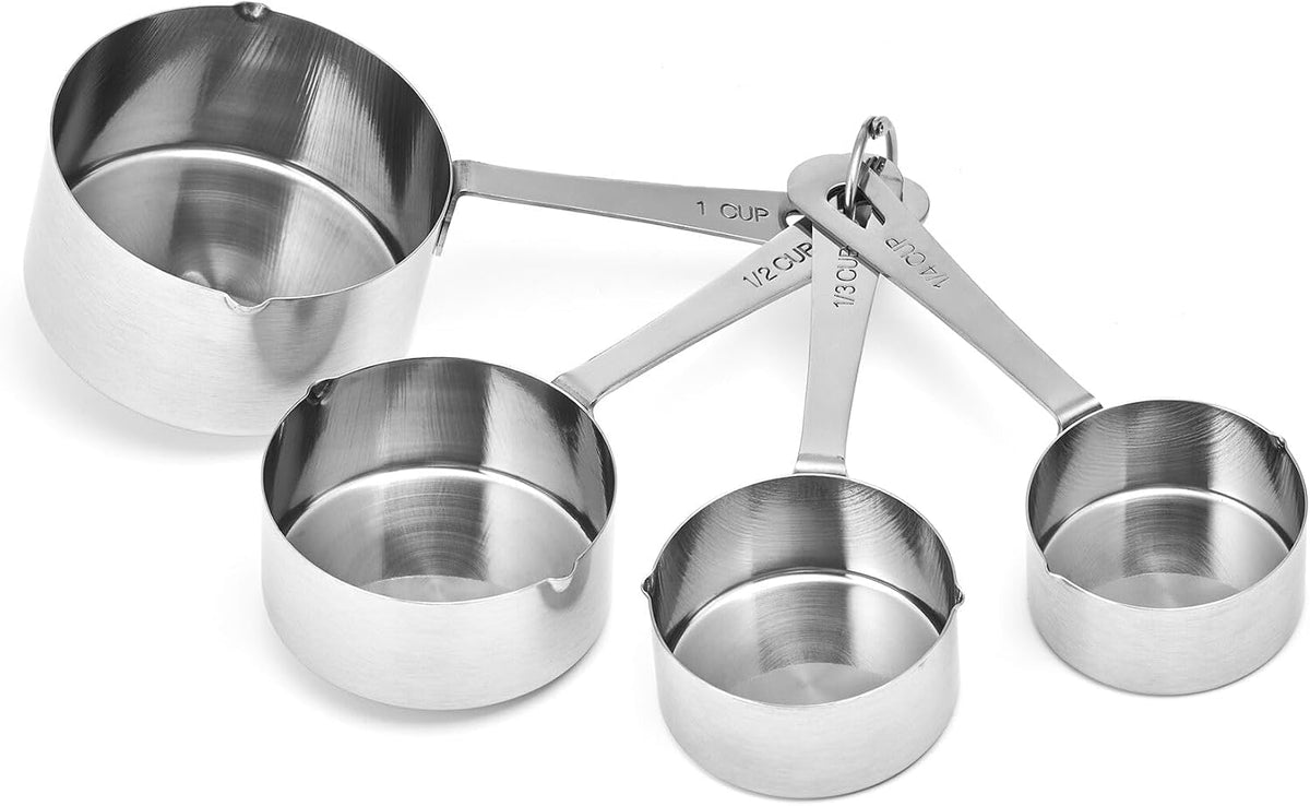 Amco Stainless Steel Measuring Spoons, Engraved Labels - Silver, Set of 4