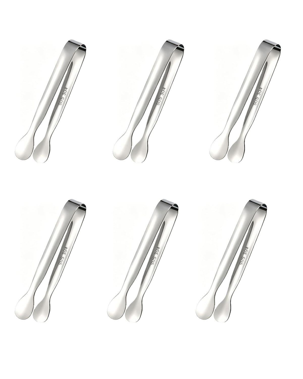 Small Serving Tongs, Stainless Steel Mini Tongs for Appetizers Set of 6