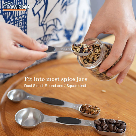 Magnetic Stainless Steel Measuring Spoons Set for Kitchen Cooking Baking