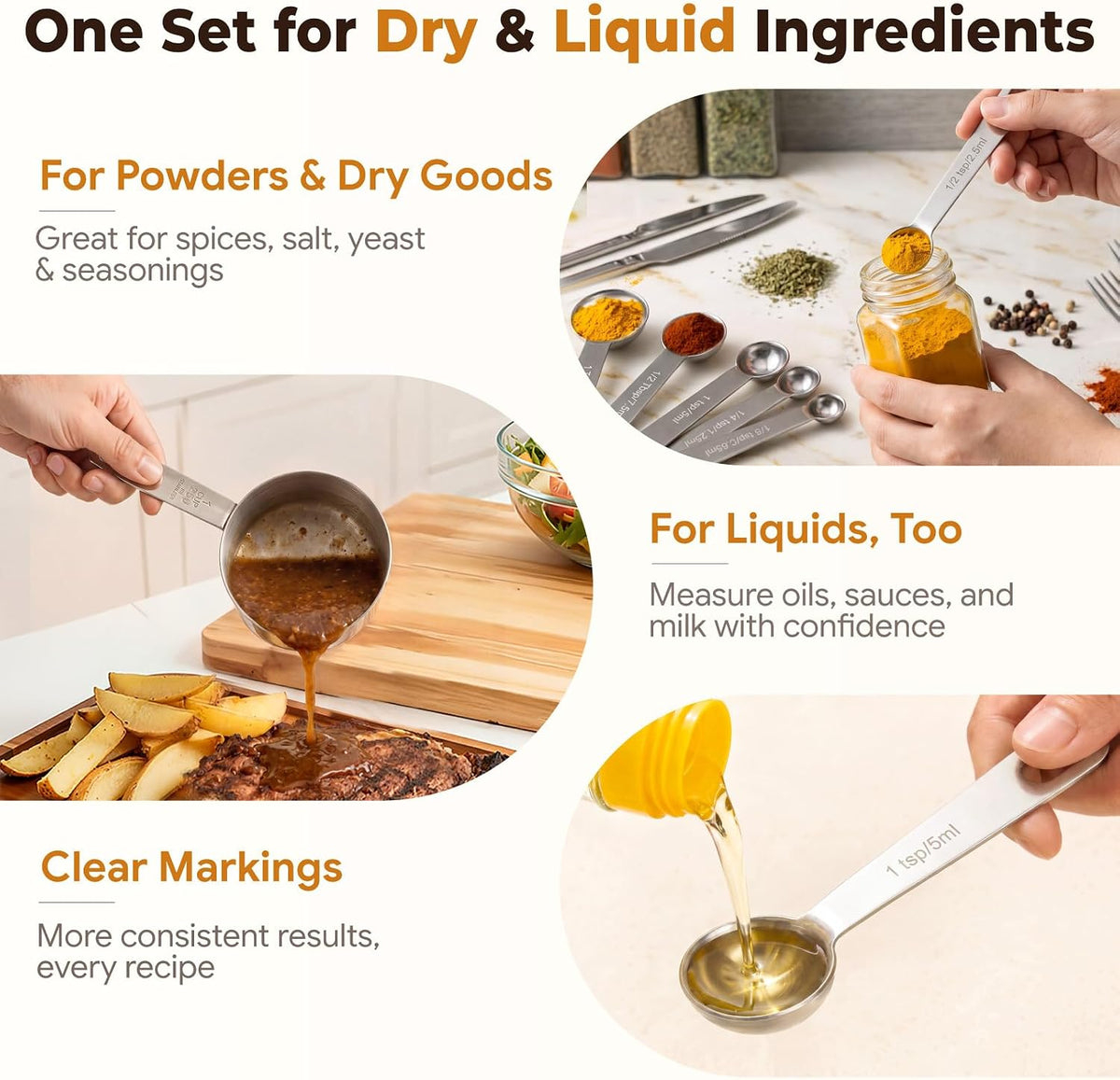 13 PCS Stainless Steel Measuring Cups and Spoons Set for Baking and Cooking