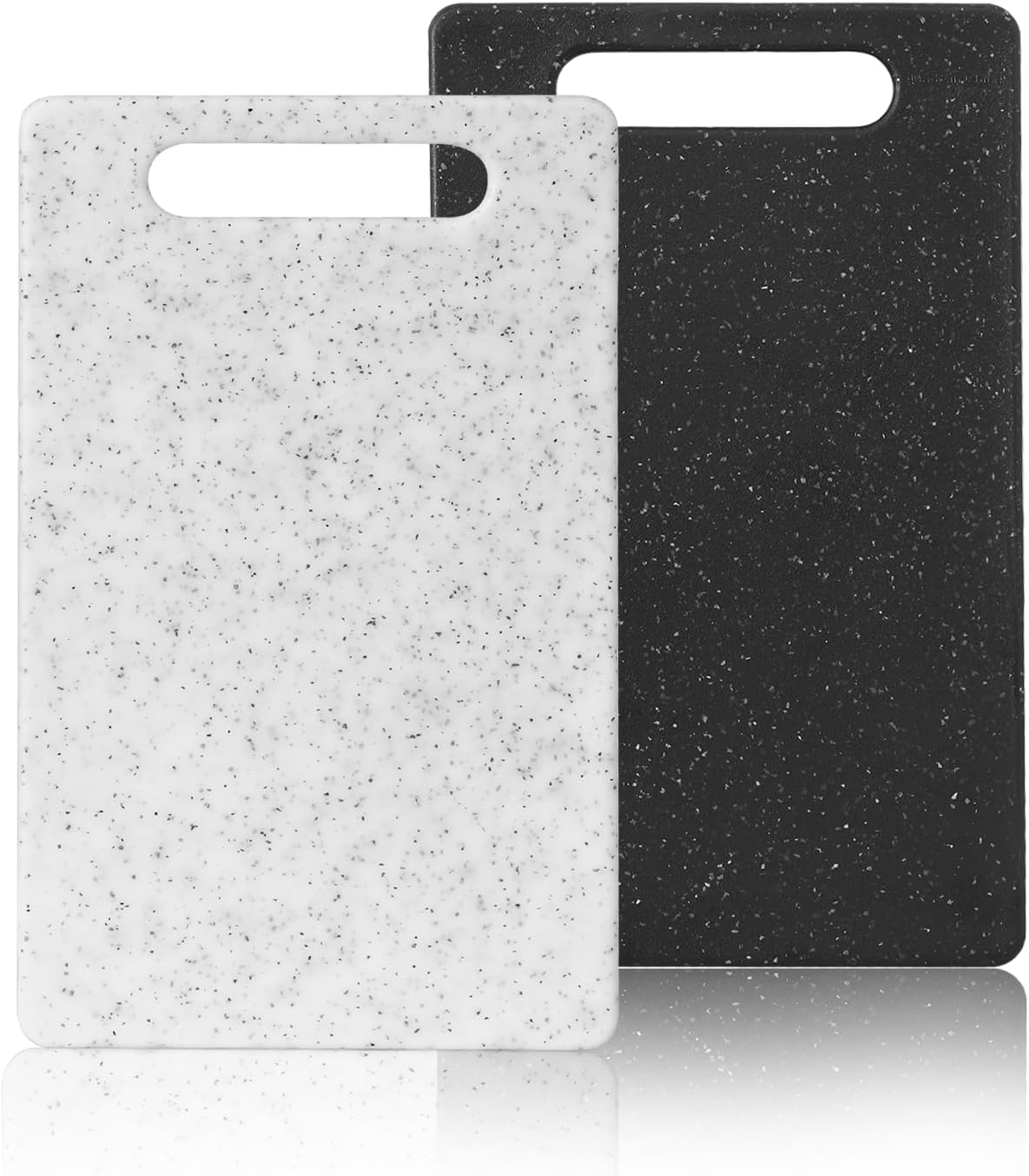 2 Pcs mini plastic cutting boards for the kitchen, in granite color, are suitable for food preparation, fruit and vegetable cutting.They feature an easy-to-hold design (6" x 10",White+Black)
