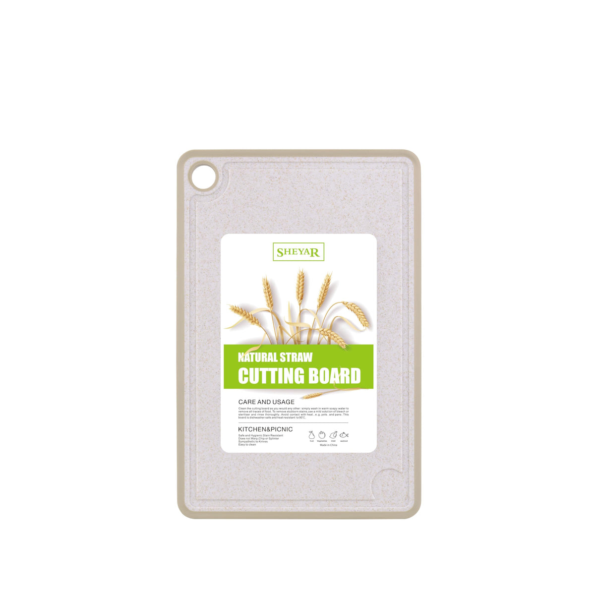 Cutting Board for Kitchen, Wheat Straw Fiber Cutting Board, Dish Washer Safe, w/Juice Grooves for Meat, Veggies, Easy Grip Handle, Non-slip Surface Eco-friendly Serveware Accessories (10‘x6.3’)