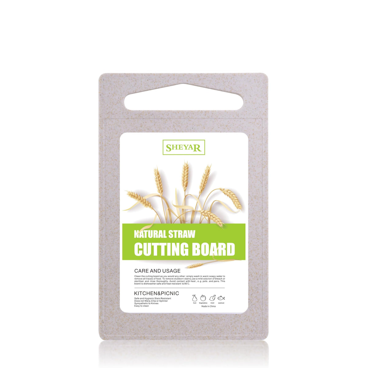 Cutting Board for Kitchen, Wheat Straw Fiber Cutting Board, Dish Washer Safe, w/Juice Grooves for Meat, Veggies, Easy Grip Handle, Non-slip Surface Eco-friendly Serveware Accessories (10‘x6.3’)