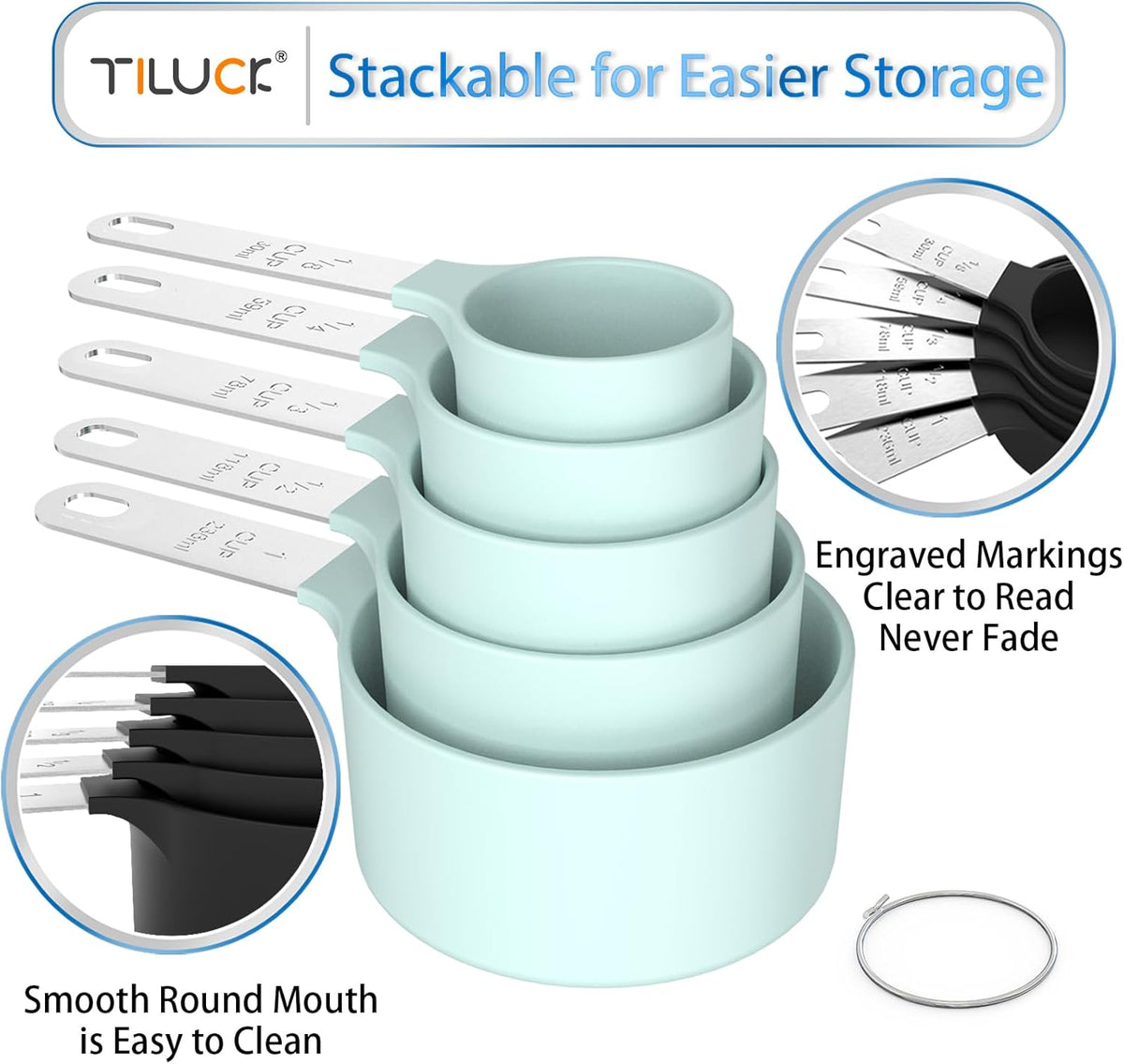 Measuring Cups & Spoons Set, Stackable Cups and Spoons