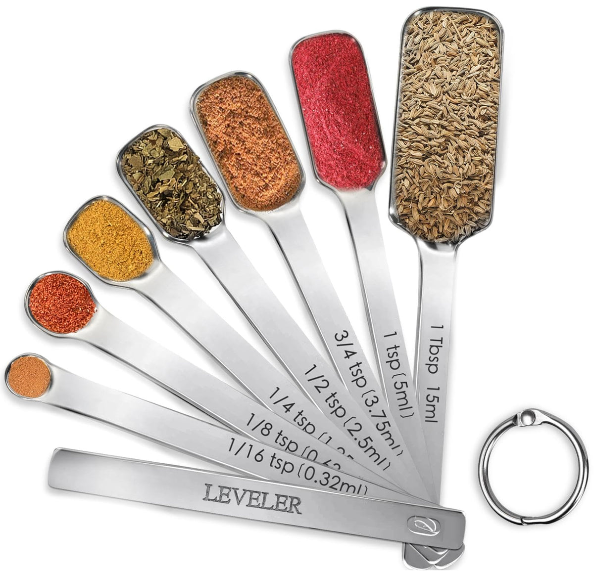 28 Pcs Stainless Steel Measuring Spoons Set with Leveler, Metal Round & Rectangular Spoons plus 2-Pack Mini Spoon Sets for Precise Cooking and Baking, Standard Sizes with Clear Engraved Markings