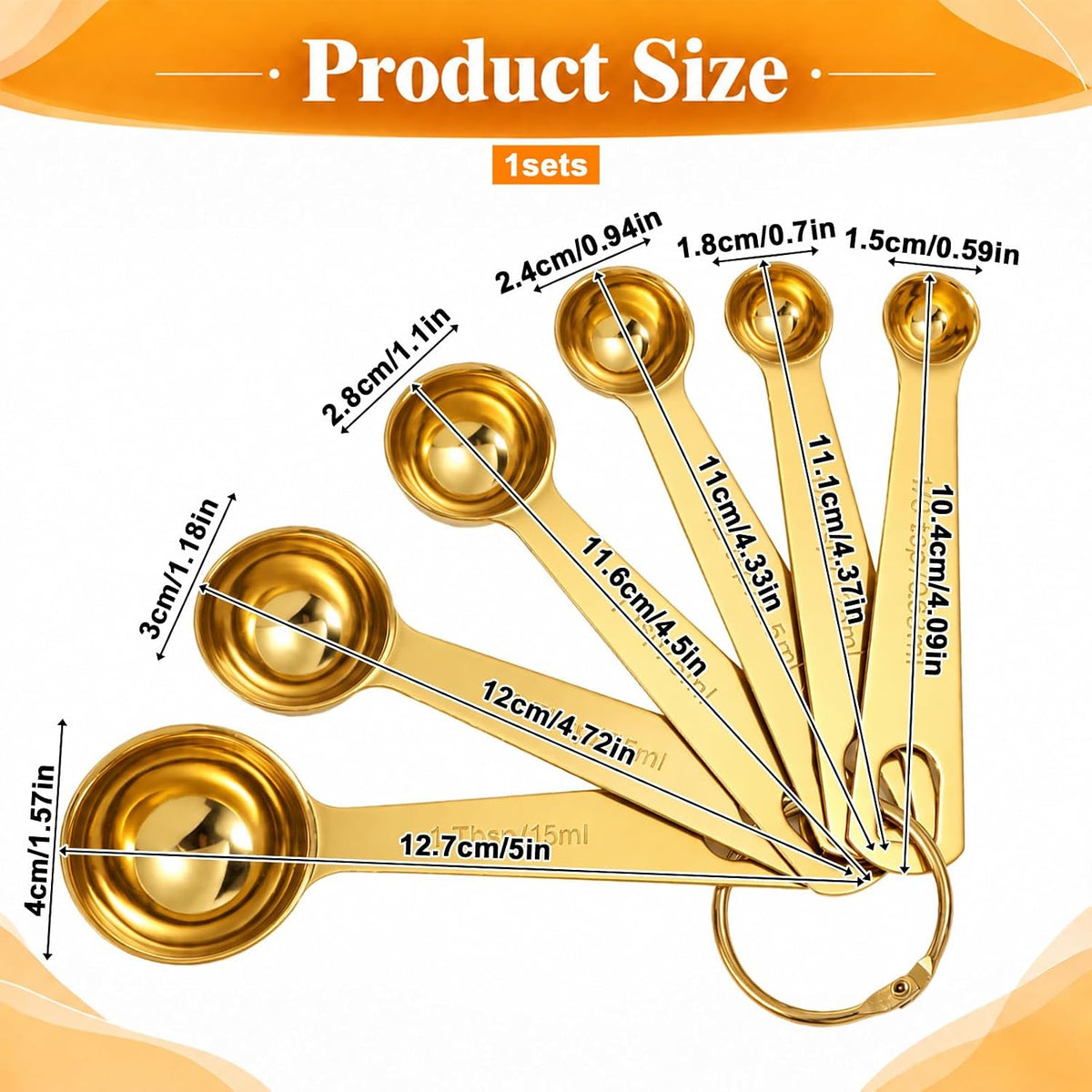 6 Piece Measuring Spoons Set, Stainless Steel Measuring Spoons