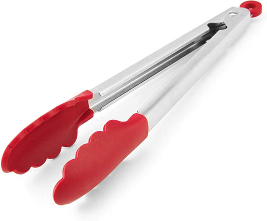 KitchenAid Silicone Stainless Steel Tongs, 12 Inch, Red