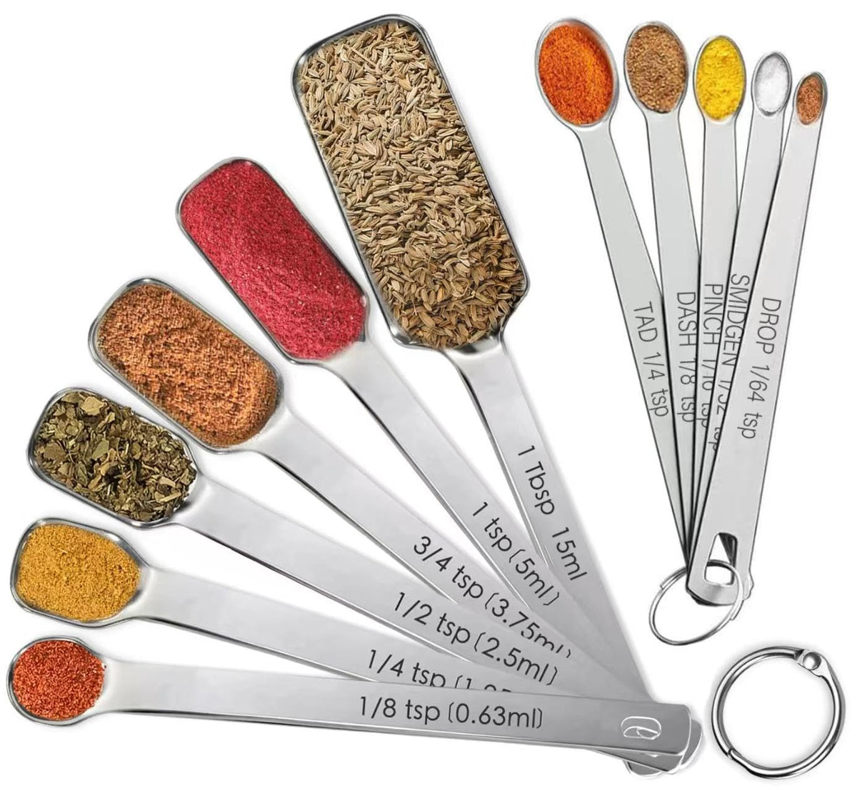 28 Pcs Stainless Steel Measuring Spoons Set with Leveler, Metal Round & Rectangular Spoons plus 2-Pack Mini Spoon Sets for Precise Cooking and Baking, Standard Sizes with Clear Engraved Markings