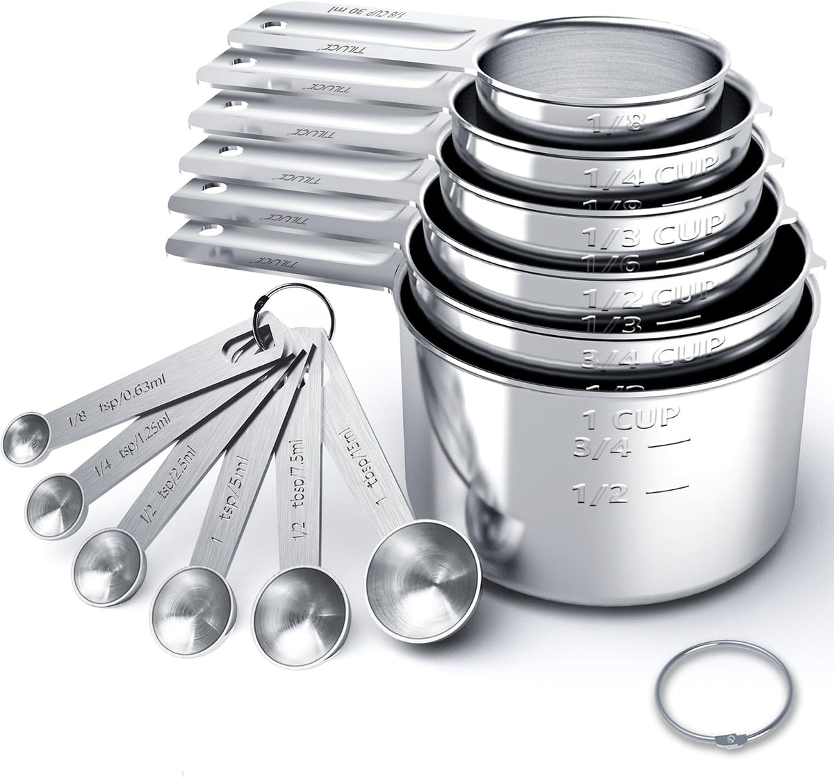 TILUCK Stainless Steel Measuring Cups & Spoons Set, Cups and Spoons