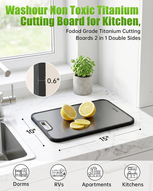 Titanium Cutting Board for Kitchen 15" x 10", 2-in-1 Cutting Mat