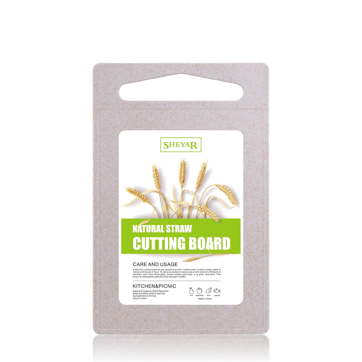Cutting Board for Kitchen, Wheat Straw Fiber Cutting Board, Dish Washer Safe, w/Juice Grooves for Meat, Veggies, Easy Grip Handle, Non-slip Surface Eco-friendly Serveware Accessories (10‘x6.3’)