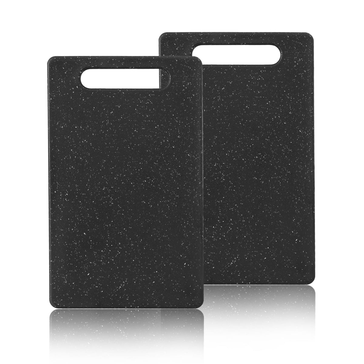 2 Pcs mini plastic cutting boards for the kitchen, in granite color, are suitable for food preparation, fruit and vegetable cutting.They feature an easy-to-hold design (6" x 10",White+Black)