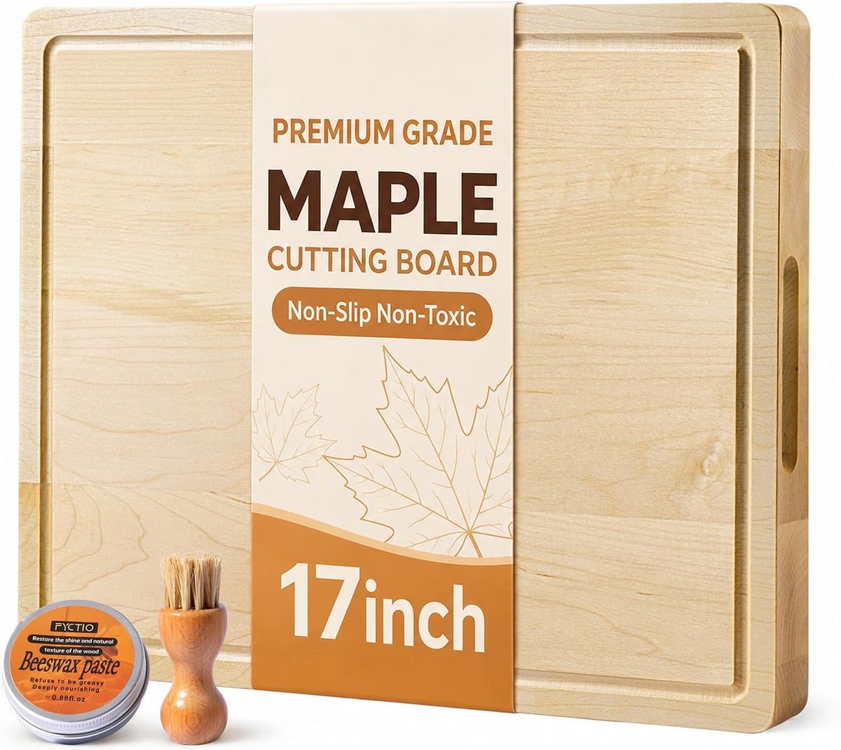 Hard Maple Cutting Board for Kitchen, Solid Wooden Chopping Board