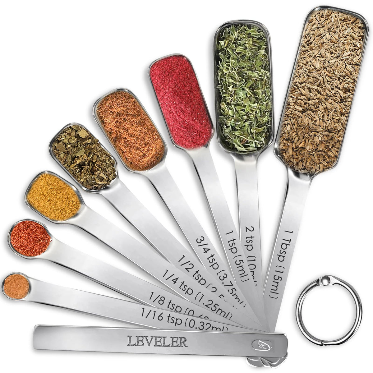 28 Pcs Stainless Steel Measuring Spoons Set with Leveler, Metal Round & Rectangular Spoons plus 2-Pack Mini Spoon Sets for Precise Cooking and Baking, Standard Sizes with Clear Engraved Markings