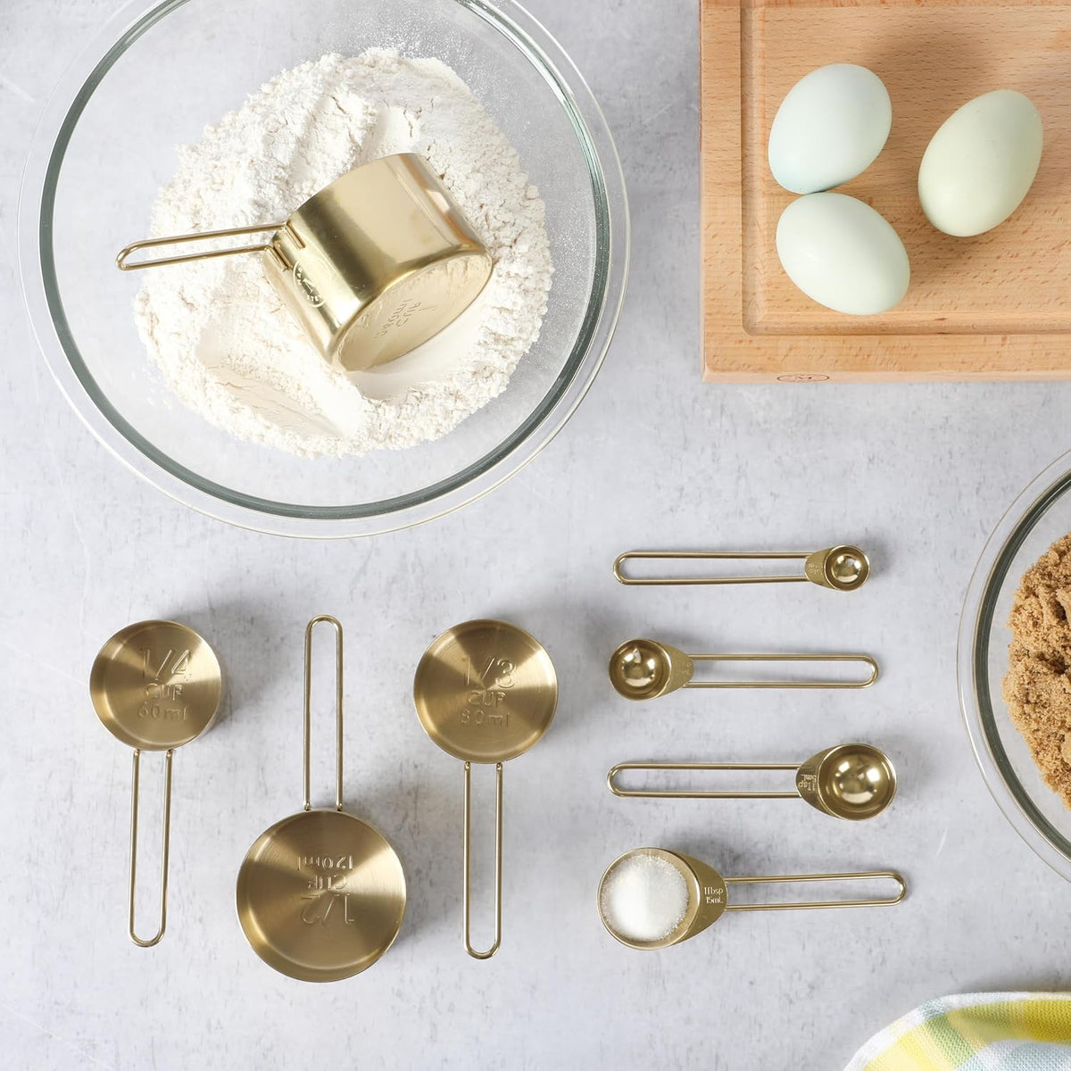 Martha Stewart Richburn 4-Piece Gold Stainless Steel Measuring Spoons Set – Durable and Stylish Kitchen Measuring Tools for Precise Baking and Cooking