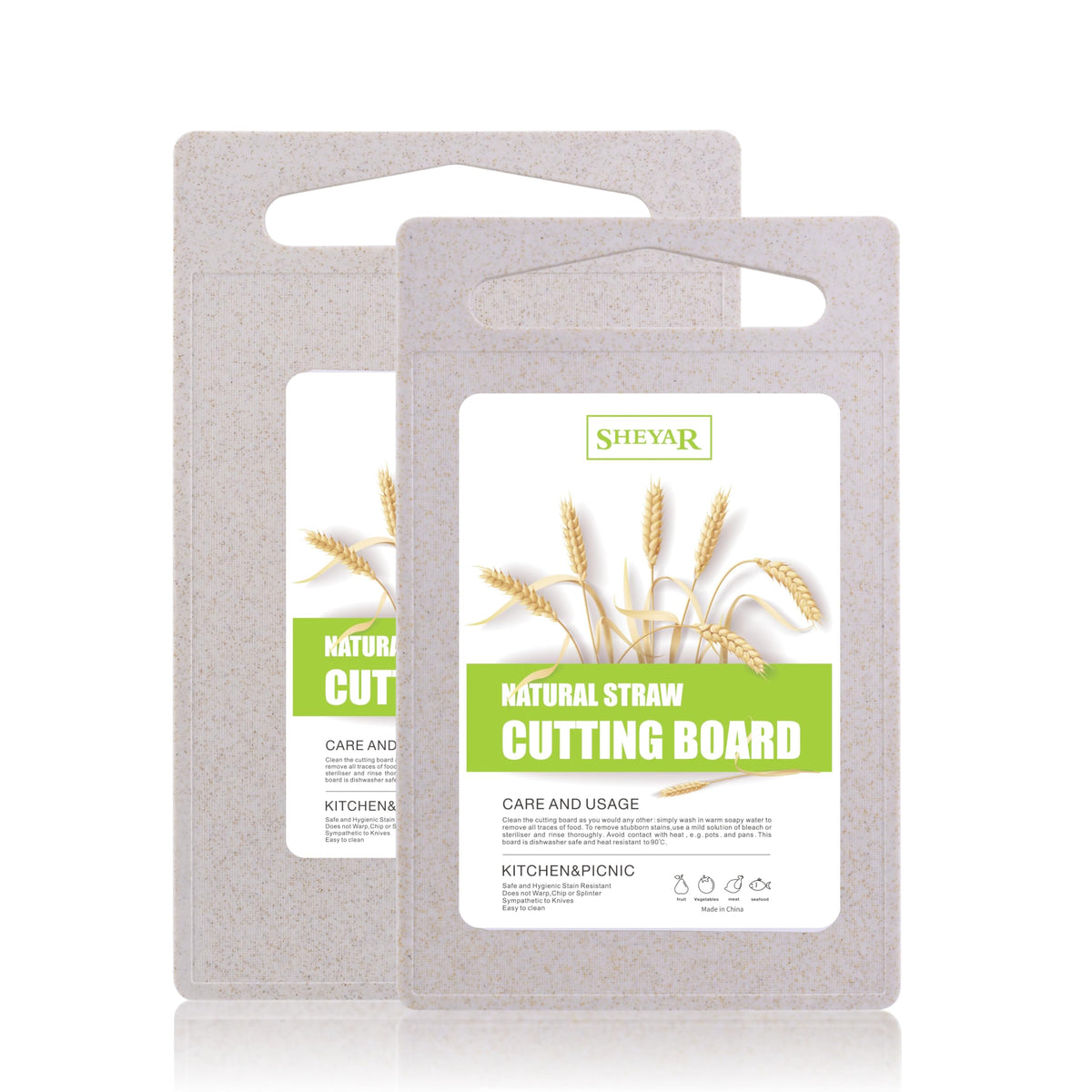 Cutting Board for Kitchen, Wheat Straw Fiber Cutting Board, Dish Washer Safe, w/Juice Grooves for Meat, Veggies, Easy Grip Handle, Non-slip Surface Eco-friendly Serveware Accessories (10‘x6.3’)