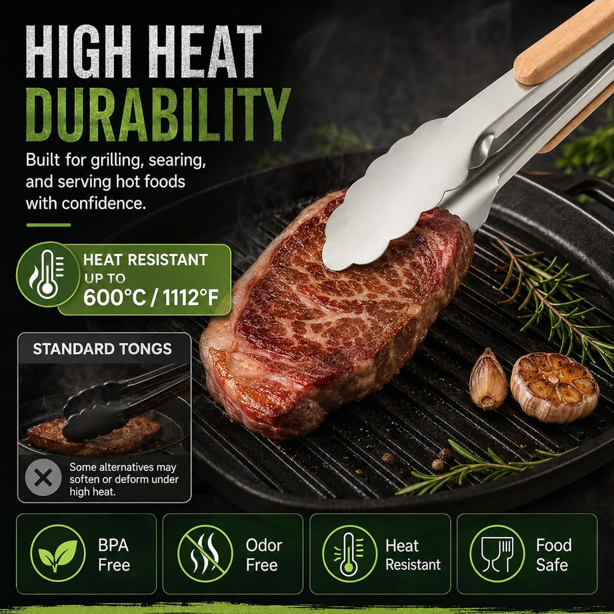 9" & 12" Stainless Steel Kitchen Tongs