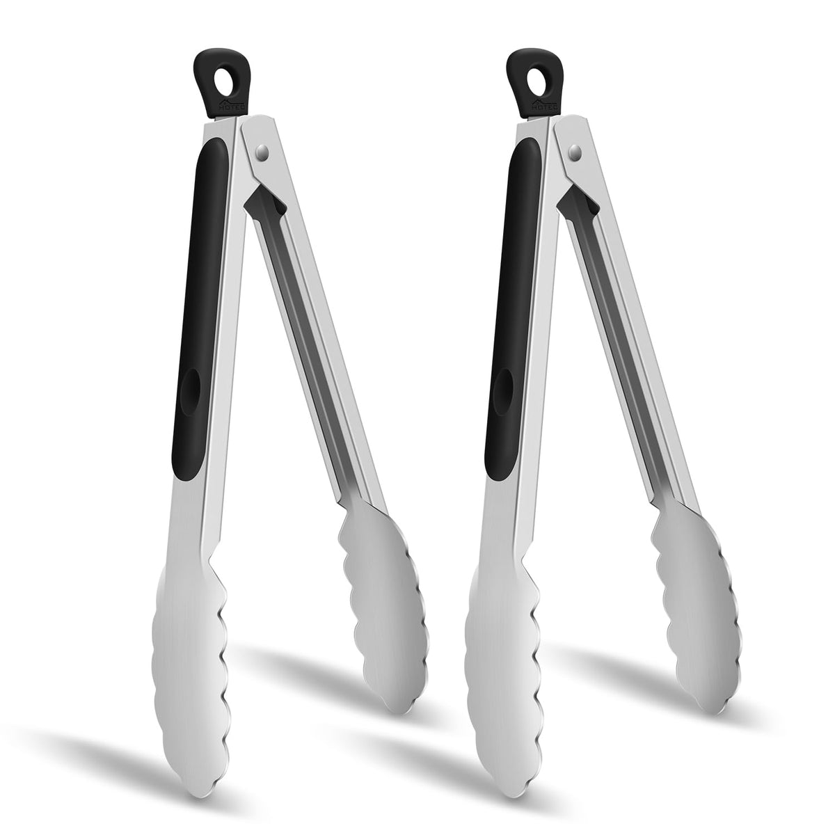 Hotec Stainless Steel Kitchen Tongs for Cooking, Set of 3-7", 9" and 12"