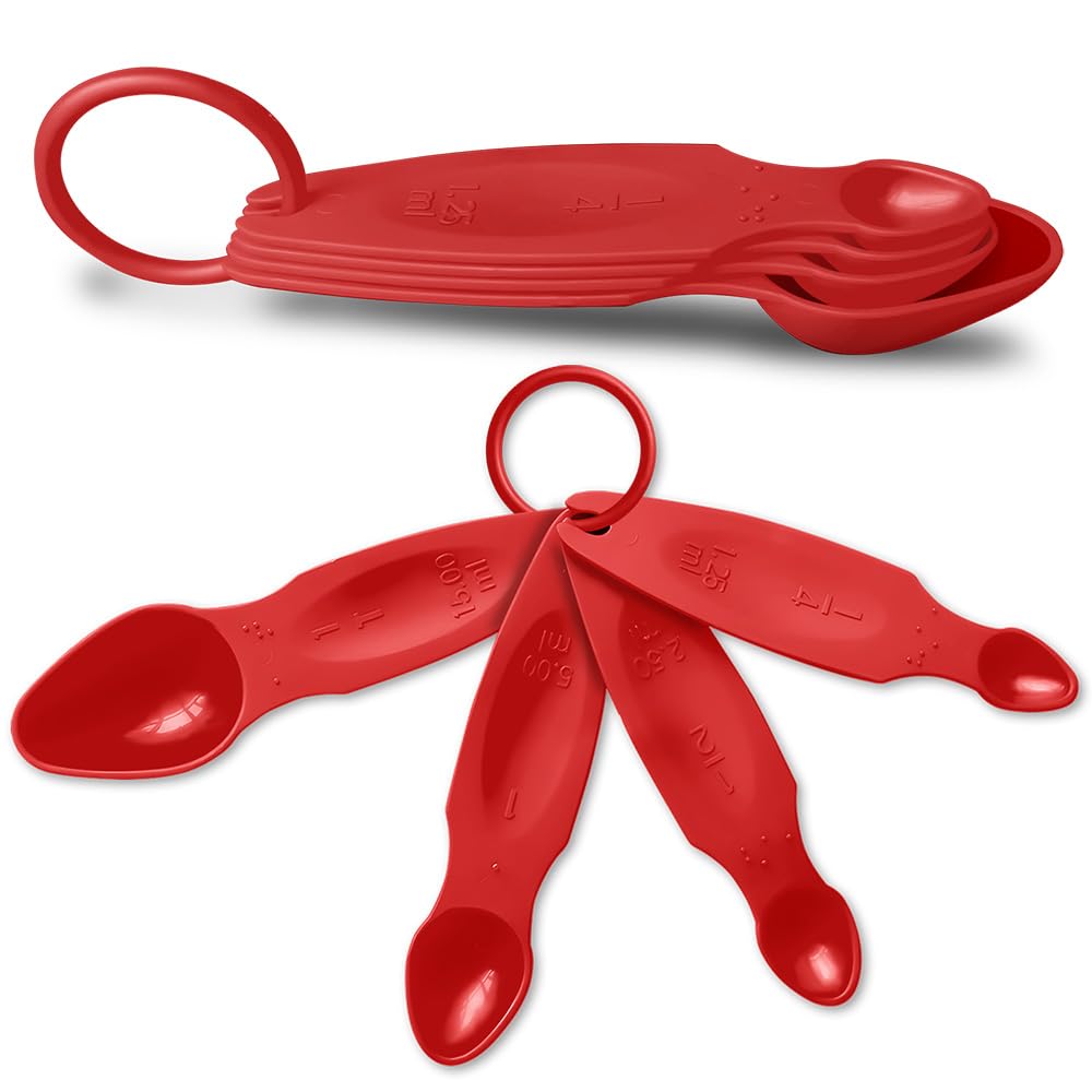 Braille Measuring Spoon & Cup Set - 4-Piece Nesting Spoons