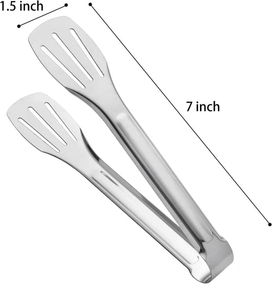 Serving Tong Kitchen Tongs,Buffet Tongs, Stainless Steel Food Tong Serving Tong,small tongs 6 Pack (7 Inch)
