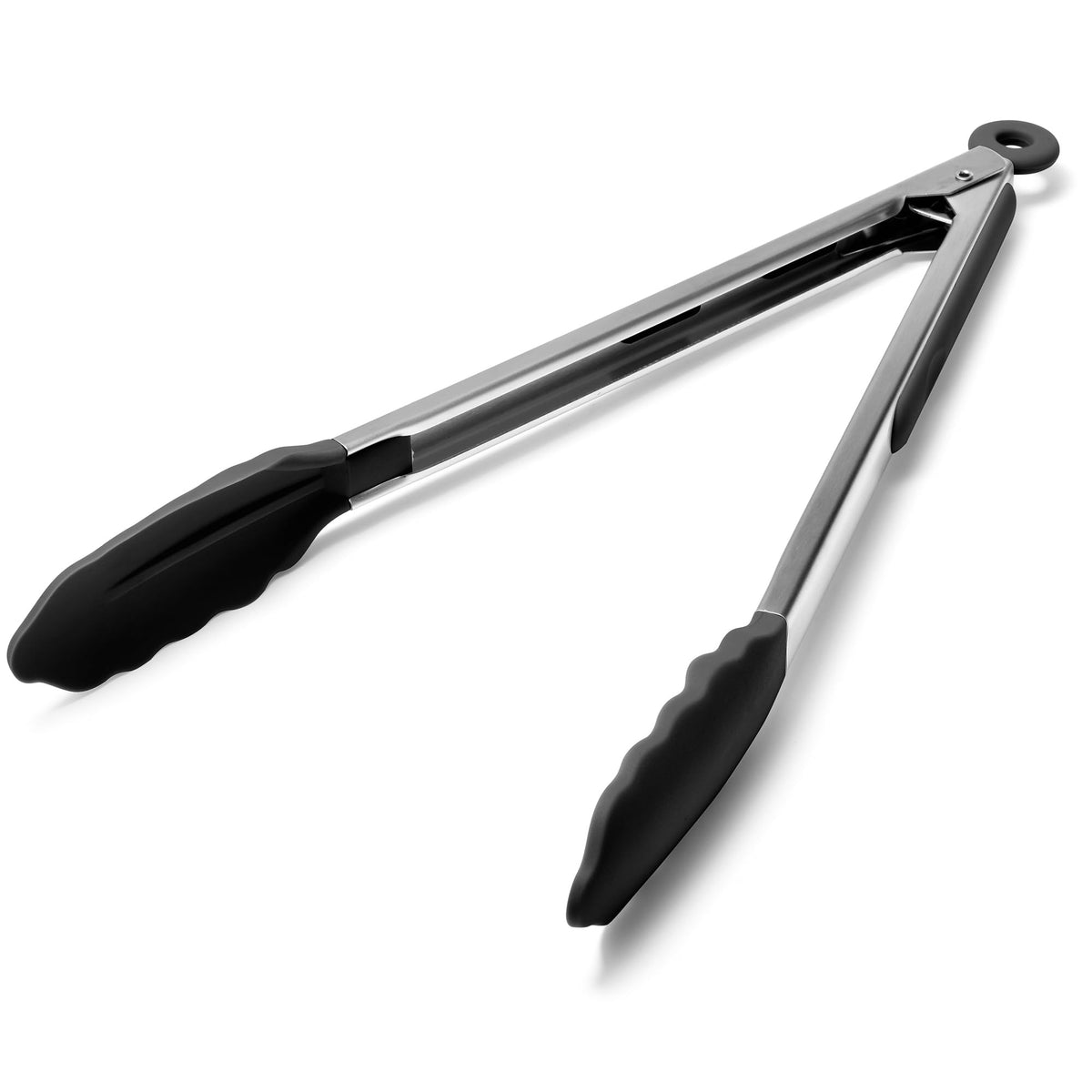 Doosu Kitchen Tongs with Silicone Tips for Cooking Serving (3Pcs, Black)