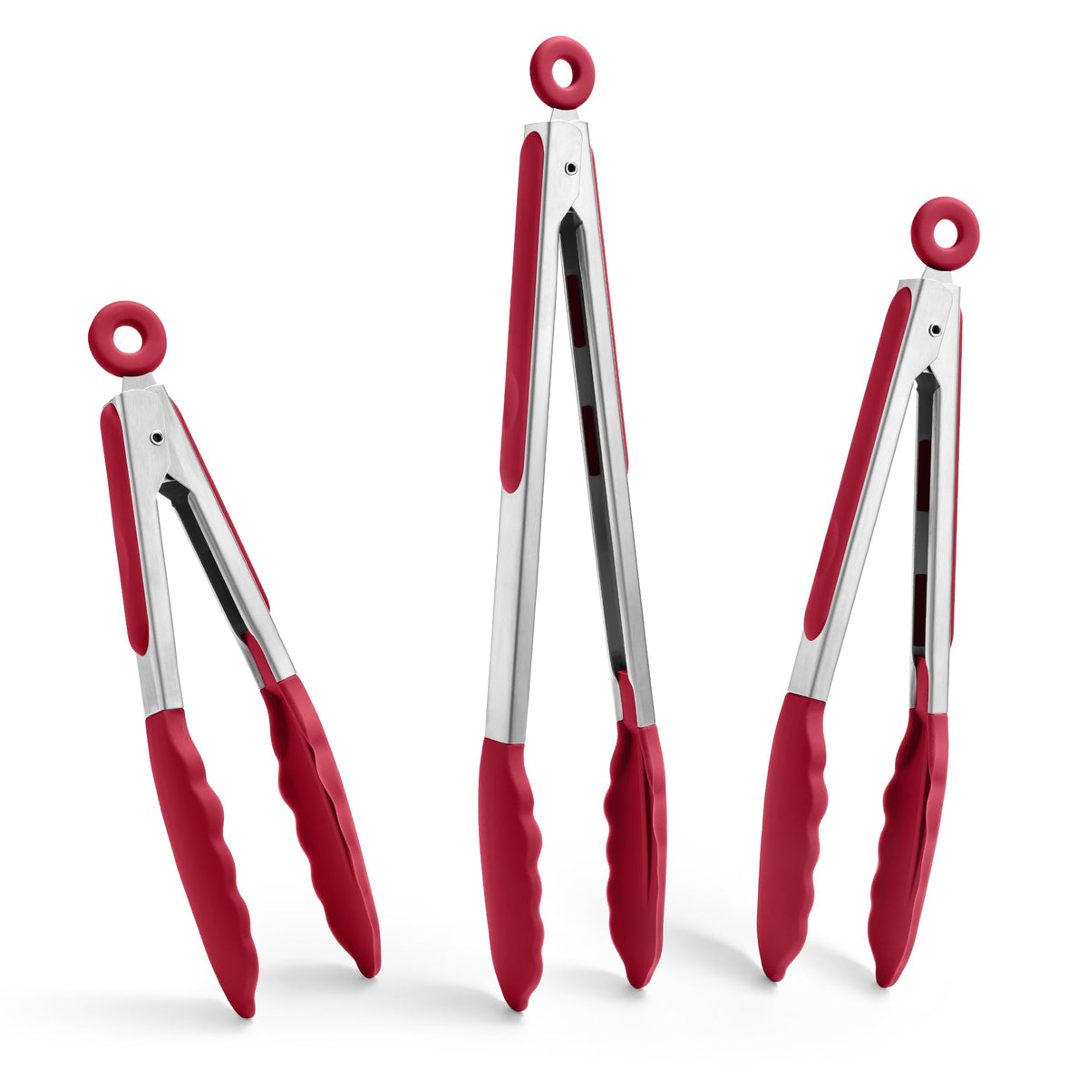 Doosu Kitchen Tongs with Silicone Tips for Cooking Serving (3Pcs, Black)