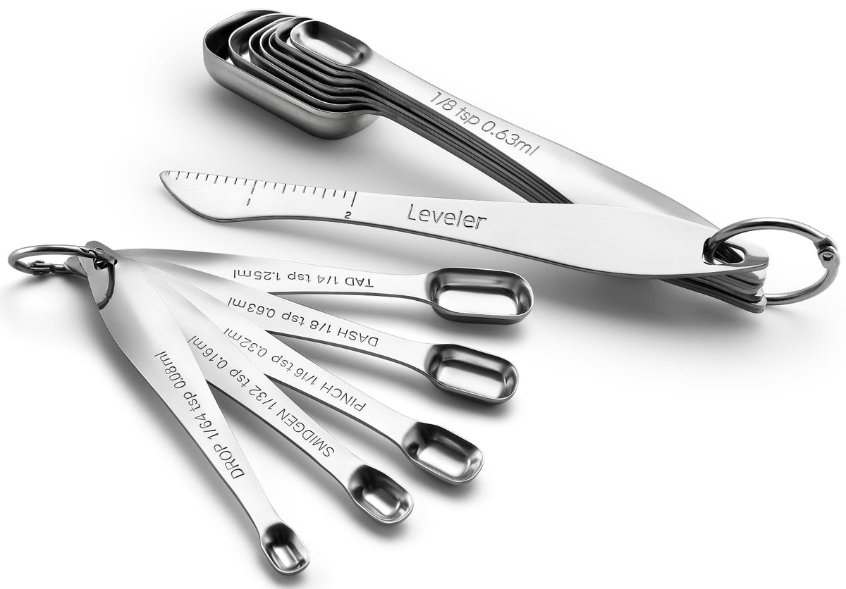Spring Chef Stackable Stainless Steel Measuring Spoons Set of 6 w/Leveler