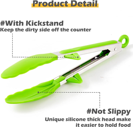 12" Kitchen Tongs for Cooking with Silicone Tips, Serving Tong for Salad