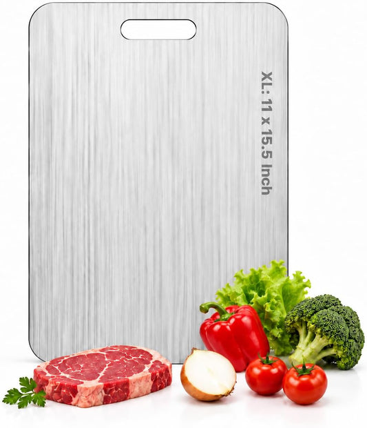 Katori Titanium Cutting Boards for Kitchen-100% Pure Titanium Cutting Board set Double Sided Non Toxic Titanware Chopping Board,Dishwasher Safe Metal Cutting Boards FathersDay Gifts(1PC-XL-11x15.5In)