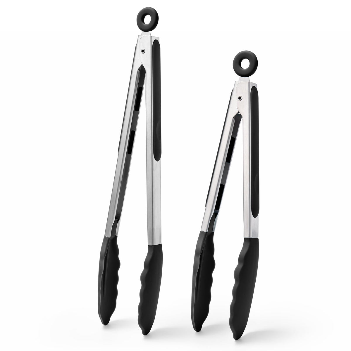 Doosu Kitchen Tongs with Silicone Tips for Cooking Serving (3Pcs, Black)