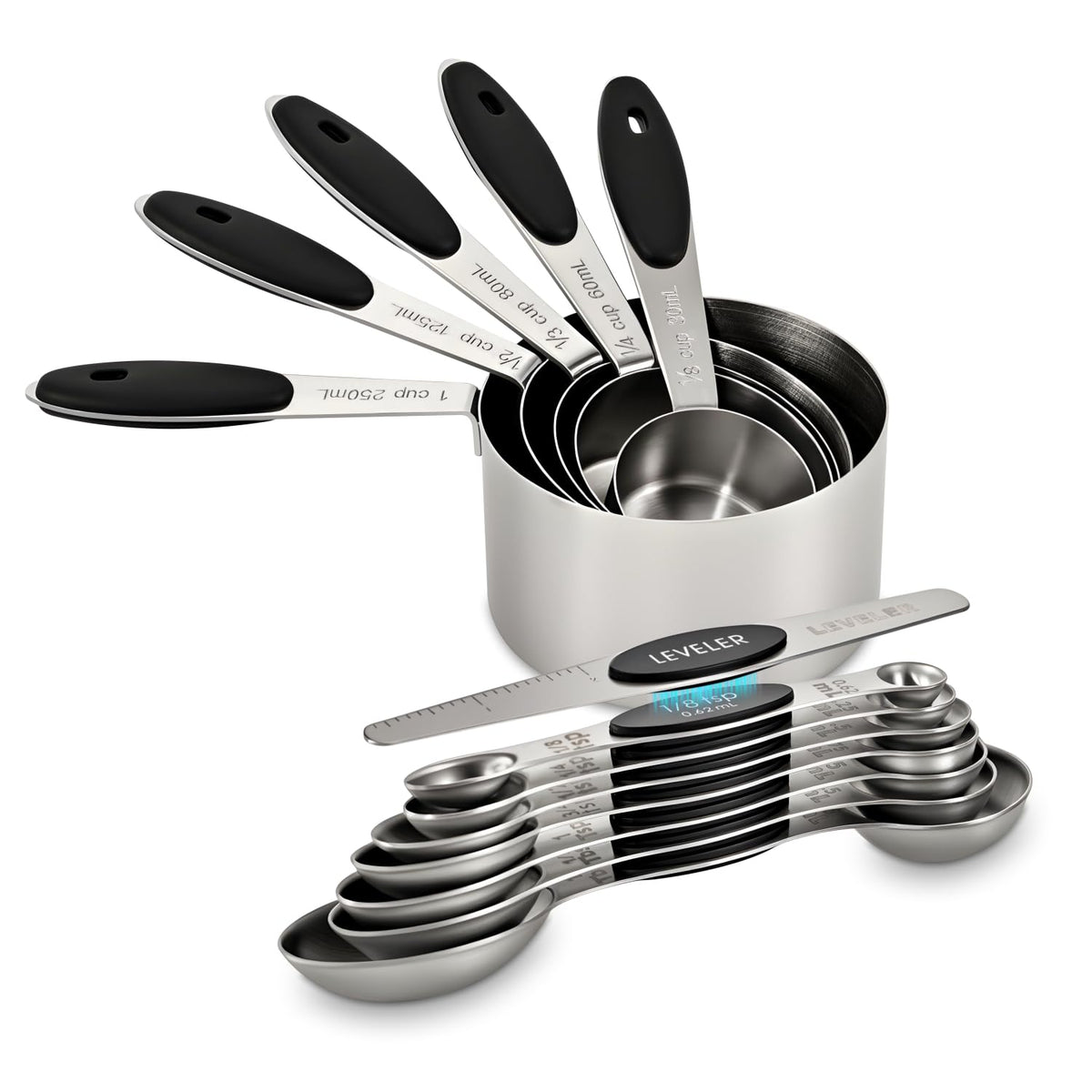 XSNBRD Magnetic Measuring Cups and Spoons Set, 13-Piece