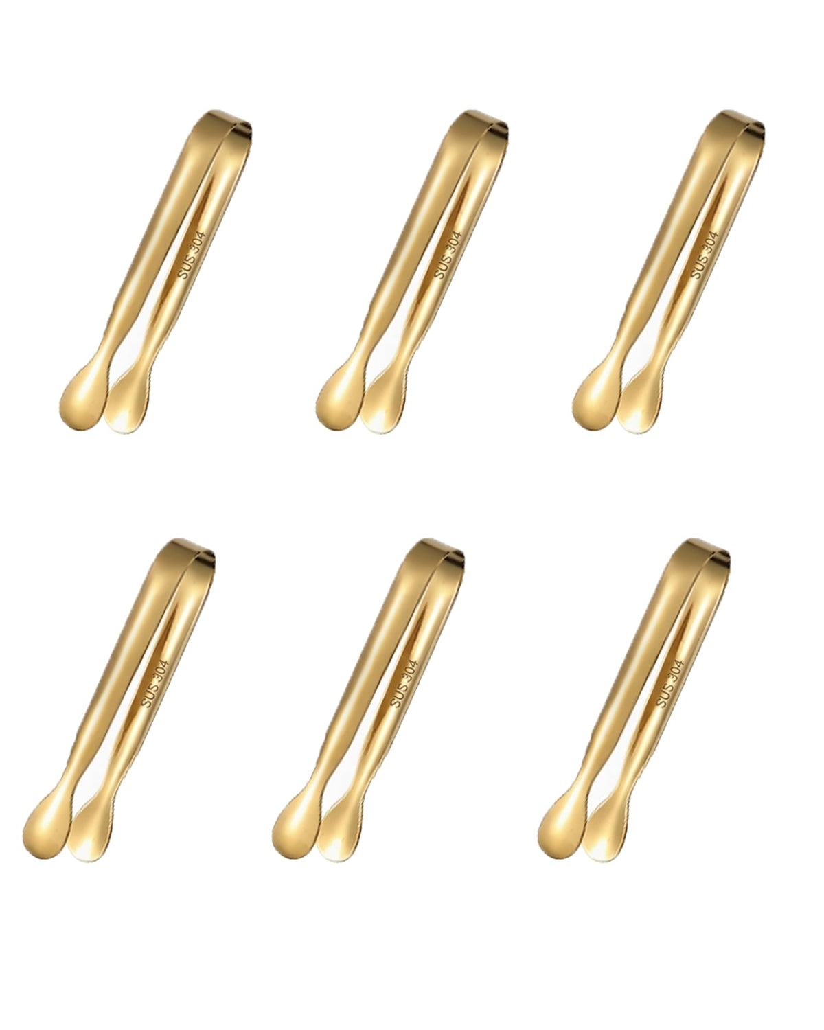 Small Serving Tongs, Stainless Steel Mini Tongs for Appetizers Set of 6