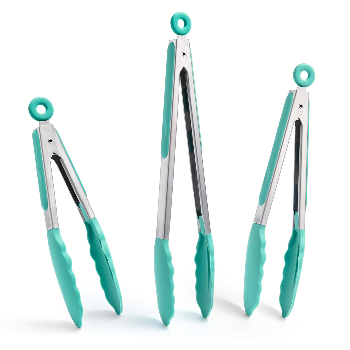 Doosu Kitchen Tongs with Silicone Tips for Cooking Serving (3Pcs, Black)
