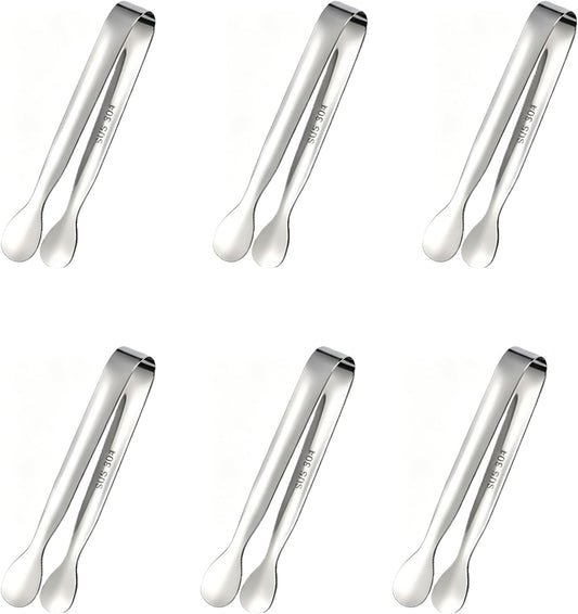 Small Serving Tongs, Stainless Steel Mini Tongs for Appetizers Set of 6