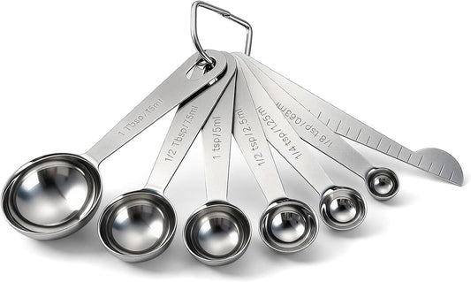 Bopei Measuring Spoons Set, 7-Piece 18/8 Stainless Steel with Leveler
