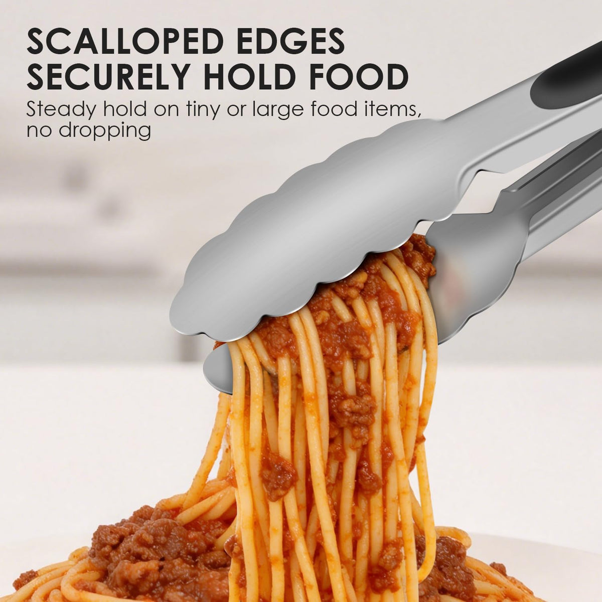 Hotec Stainless Steel Kitchen Tongs for Cooking, Set of 3-7", 9" and 12"