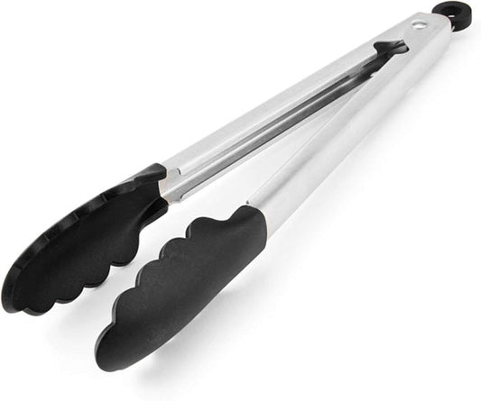 KitchenAid Silicone Tipped Stainless Steel Tongs, 12 Inch, Black