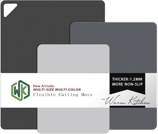 WK Flexible Plastic Cutting Boards Mats for Kitchen, Flexible Non Slip Cutting Mat, Thin Cutting Sheets, BPA Free, Dishwasher Safe, Multi Sizes