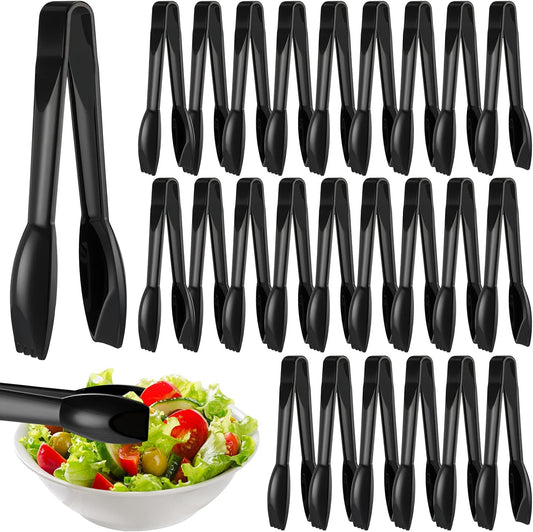 Patelai 24 Pcs 6 Inch Utility Tong Plastic Serving Tongs Bulk, Black