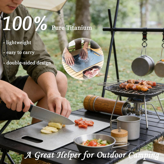100% Pure Titanium Cutting Board Set of 3, Titanium Cutting Boards for Kitchen Dishwasher Safe, Double-Sided Small & Large Meat Metal Chopping Board for Stainless Steel & Food Prep (M+L+XL)