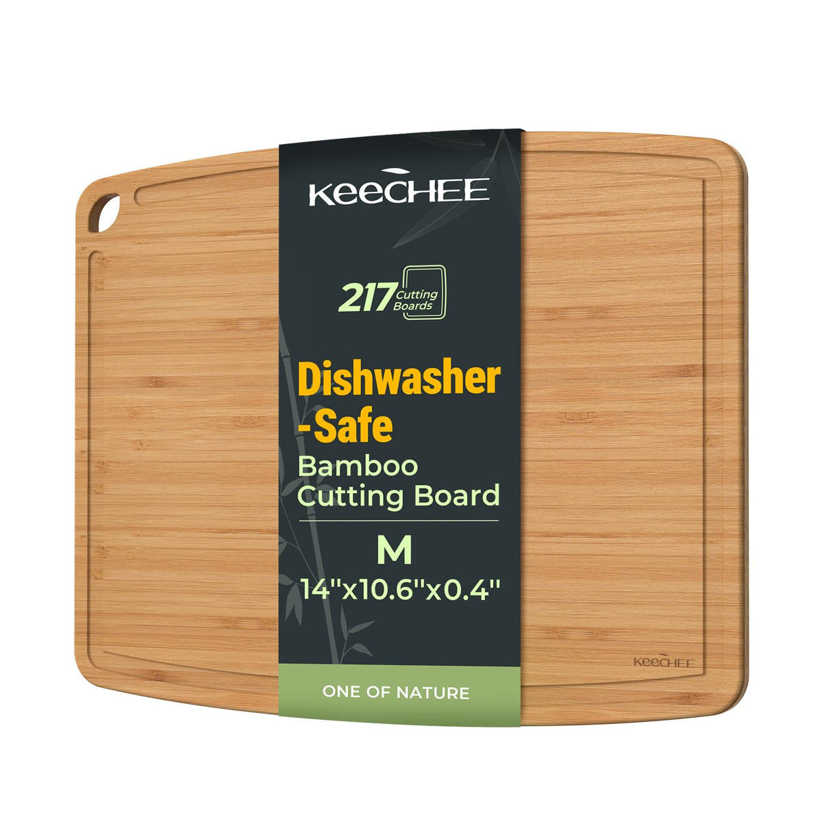 Keechee Dishwasher Safe Carbonized Bamboo Wood Cutting Boards for Kitchen with Juice Groove, Wooden Charcuterie & Chopping for Fruit, Vegetables & Cheese, Durable, Lightweight, Water-Resistant