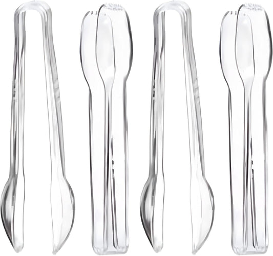Clear Plastic Tongs, 6 1/2", 4 Pack